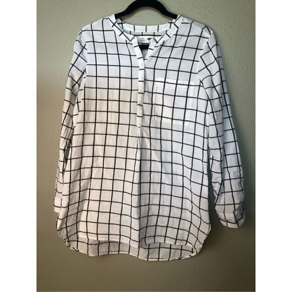 Old Navy White Plaid Half Botton Tunic Size M - Picture 2 of 12